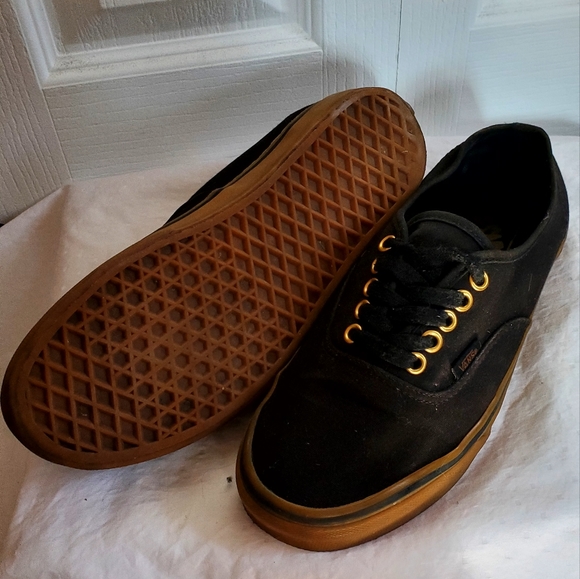 Black/Gold Lace-Up Van's Sneakers - Picture 3 of 4